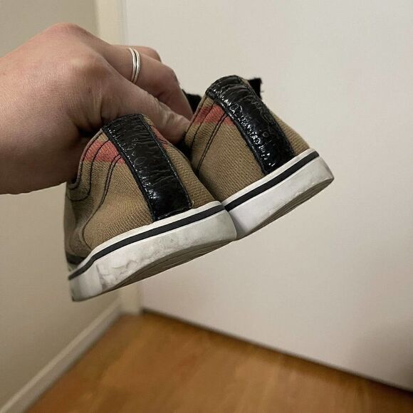BURBERRY Kids canvas plaid brown lace up sneakers size US 11 EU 28 - Picture 6 of 9